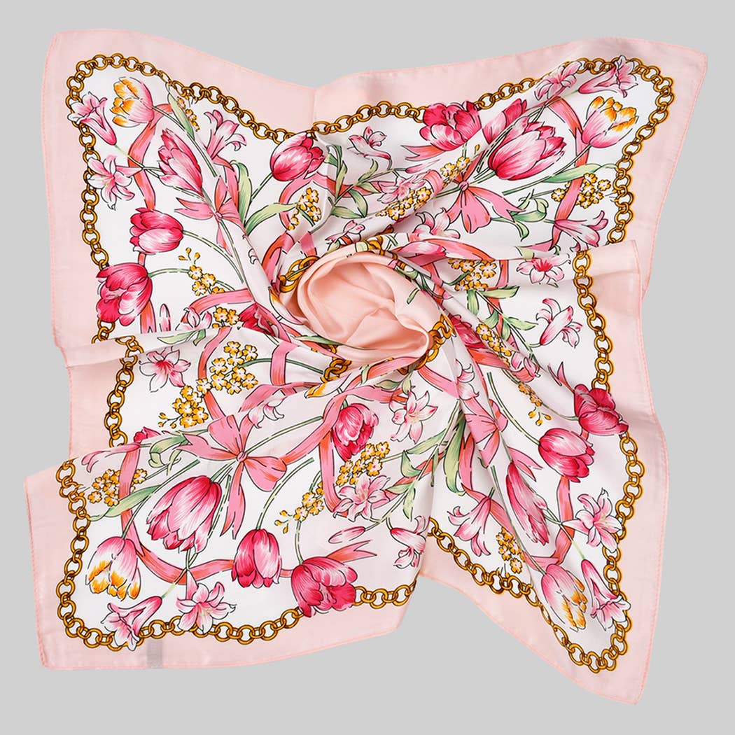 Pink floral scarf