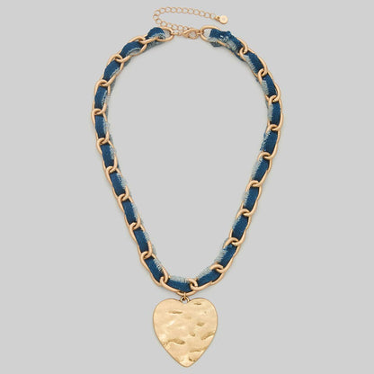 Denim heart pendant