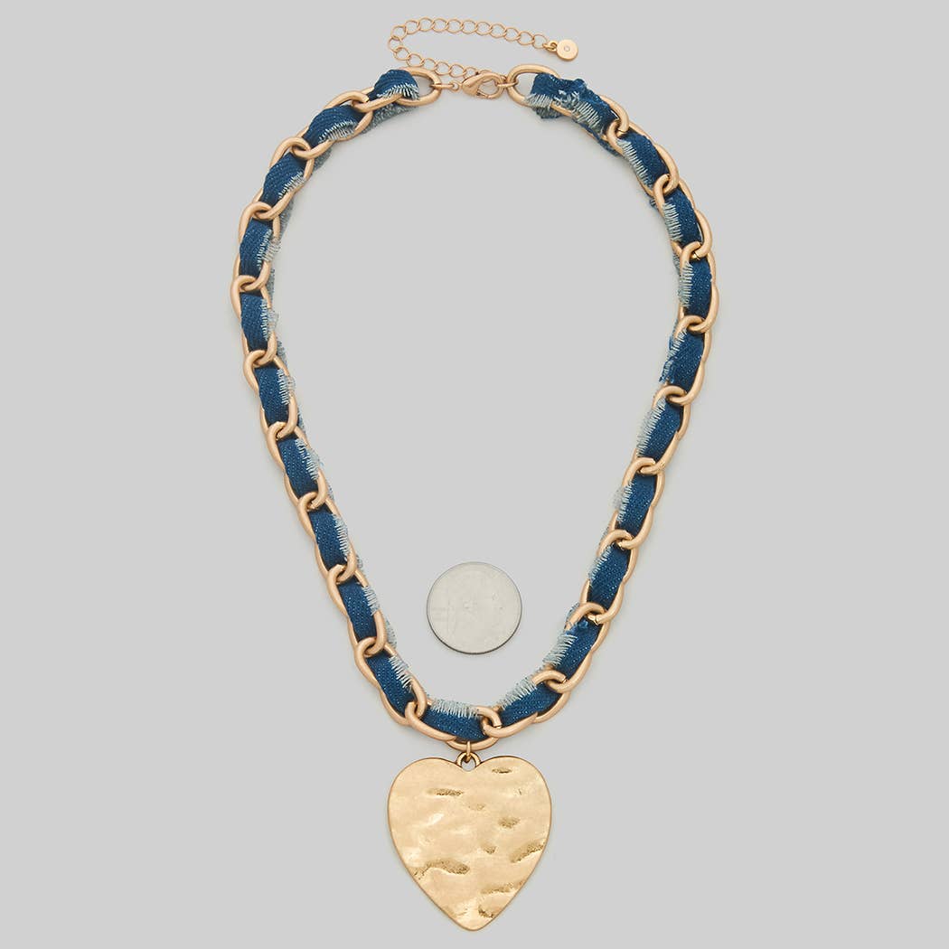 Denim heart pendant