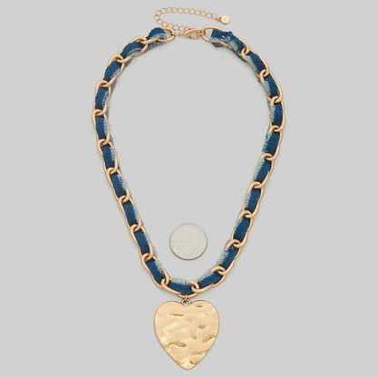 Denim heart pendant
